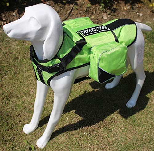 Serijoars Dog Vest Harnesses with Saddlebag Backpack for Camping & Travel - Reflective Hound Hiking Backpack Saddle Bag - Lightweight Vest Harness for Medium & Large Dogs (Green, S)