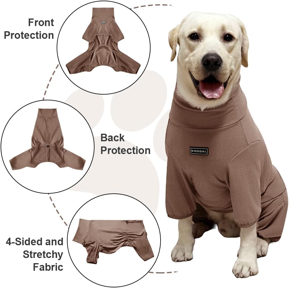 Dog Pyjamas PJS Sweater Clothing and Home Clothing Suitable for Medium to Large Breeds of Dogs, Dog Neutering Suits, Extra-Large Stretch Fabric, Four-Legged Clothes (Thickened Coffee, 2XL)