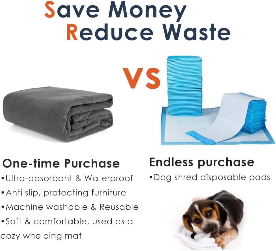 Washable Pee Pads for Dogs 65"x45"/72"x72" Extra Large Reusable Pee Pads Waterproof Pet Mat, Dog Playpen Mats for Puppy Training Whelping Playpen Pads