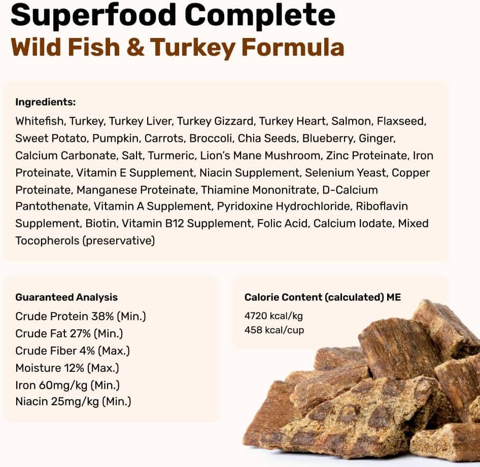 BADLANDS RANCH by Katherine Heigl- Superfood Complete, Air-Dried Adult Dog Food - High Protein, Zero Fillers, Superfood Nutrition (64 Ounce (Pack of 2), Fish & Turkey)