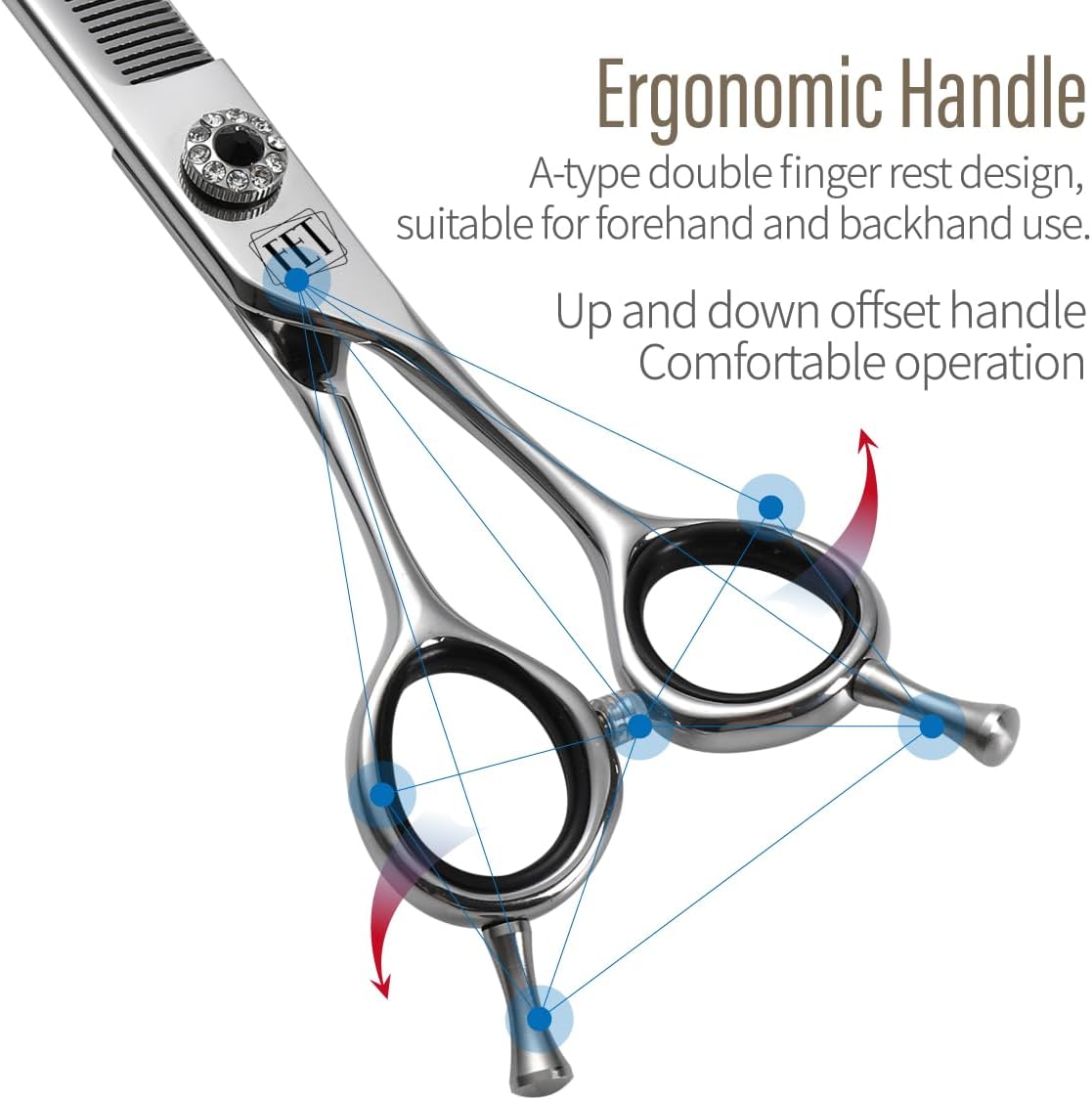 Dog Grooming Scissors: 7.0 inch Professional Pet Curved Thinning Shears Made Of Japanese 440C Advanced Stainless Steel for Dogs Cats and Other Pets
