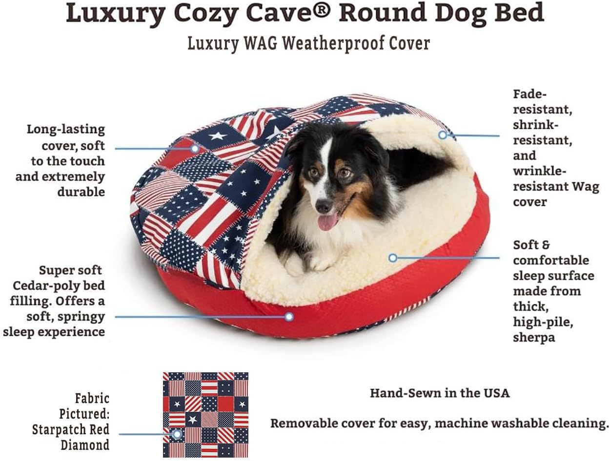 Snoozer Luxury Cozy Cave Pet Bed, Wag Collection, Large - Ramey Gray