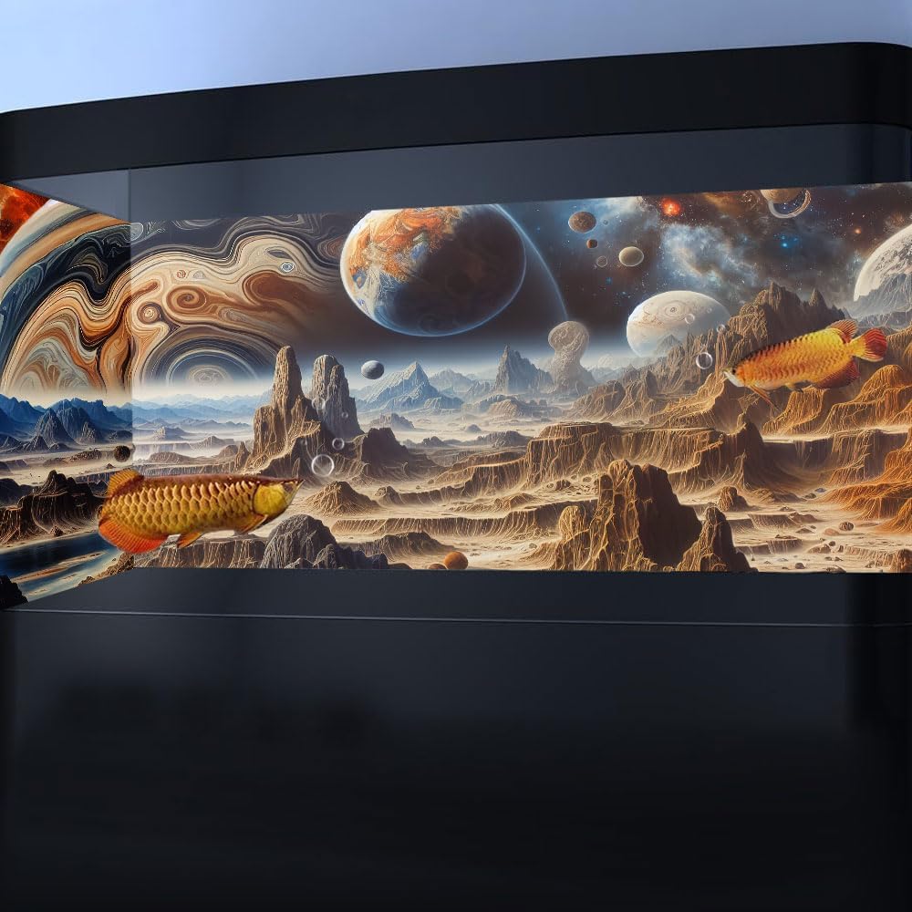 72X16IN Cosmic Spaceterrarium Background, Cool Parallel Space Themed Aquarium Reptile Habitat Background, Aquarium Background with 10EVA Double-Sided Tape