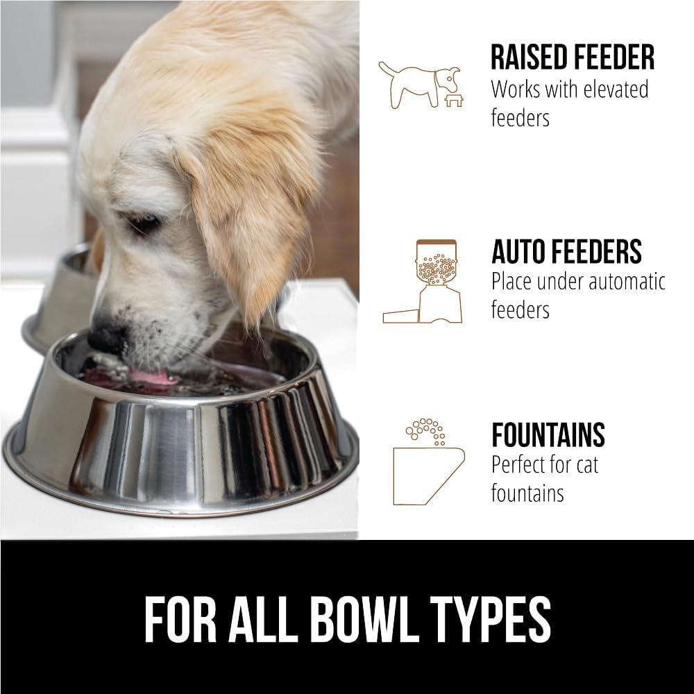 GORILLA GRIP 100% Waterproof Raised Edge BPA Free Silicone Pet Feeding Mat, Dog Cat Food Mats Contain Spills Protects Floors, Placemats for Cats and Dogs Water Bowl, Pets Accessories 16x10, White