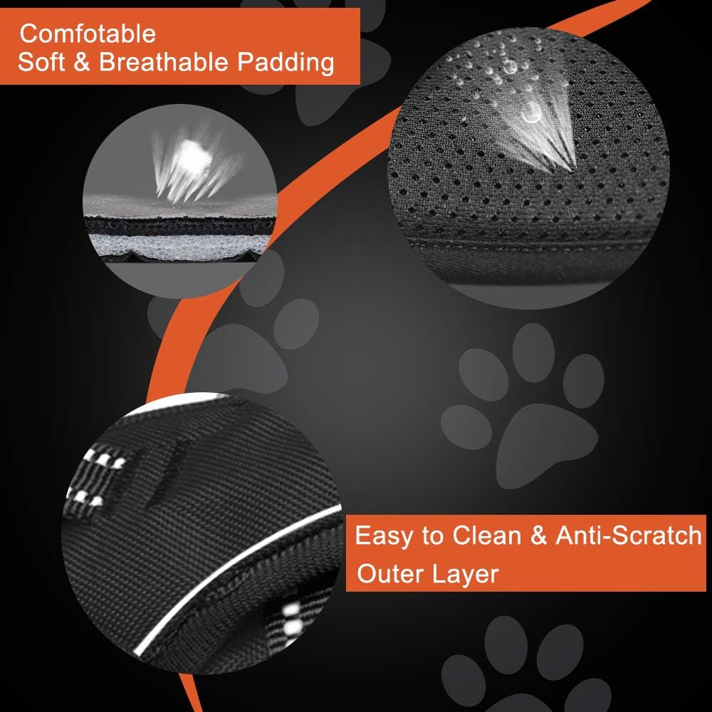 PHOEPET No Pull Dog Harness Medium Reflective Front Clip Puppy Vest with Handle,Adjustable 2 Metal Leash Attachment Hooks(M, Purple)