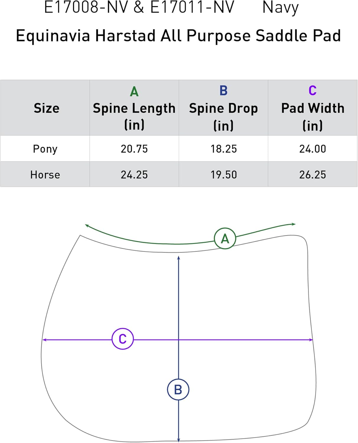 Equinavia Harstad All Purpose Saddle Pad | Classic & Durable | Moisture-Wicking Tricot Backing