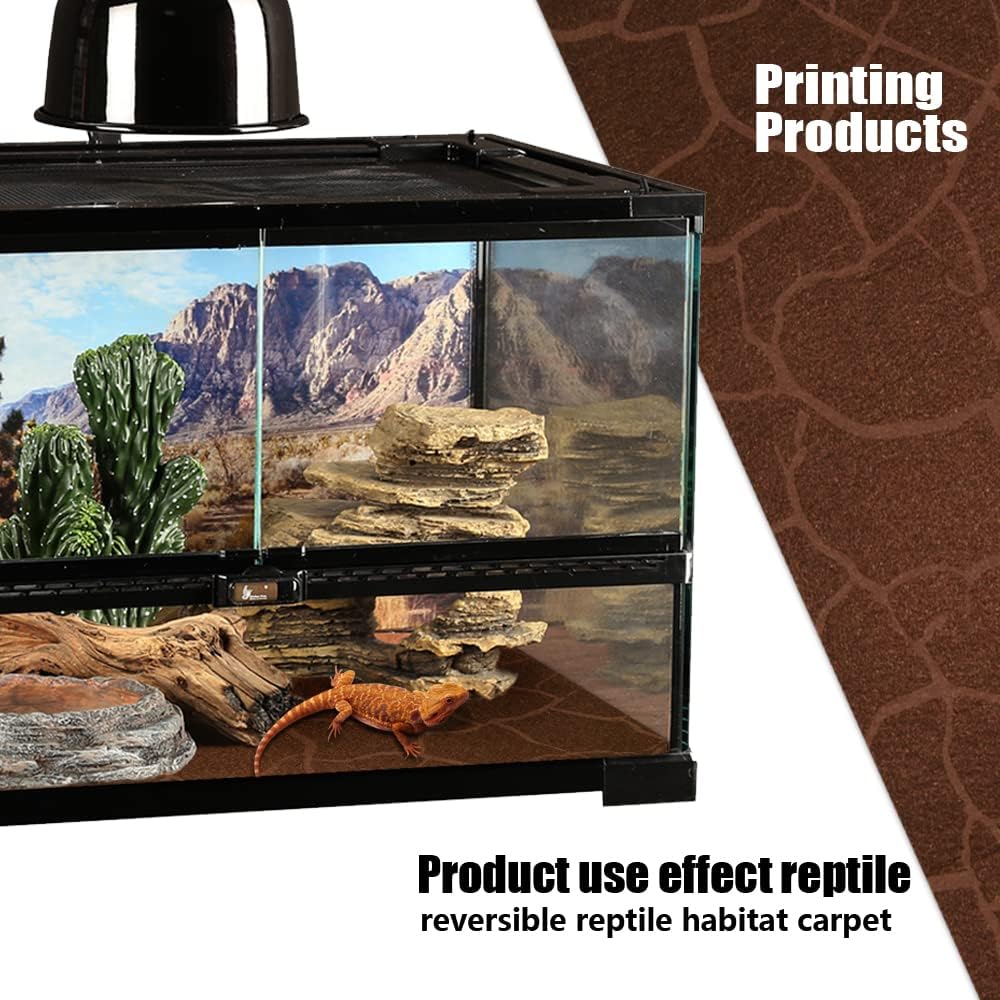 2 Pack Reptile Carpet Desert Reptile Mat & Reversible Substrate, Terrarium Liner Bedding, for Lizard,Chameleon,Gecko,Snake,Ceratophrys with Tweezers Feeding Tong (20 Gallon(30x12in))