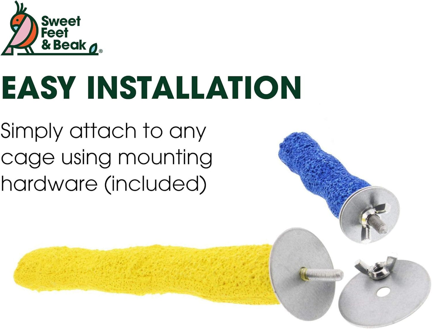 Comfort Grip Safety Perch for Bird Cages - Pedicure Perch for Birds to Keep Nails and Beaks in Top Condition - Safe Easy to Install Bird Cage Accessories- L 13"