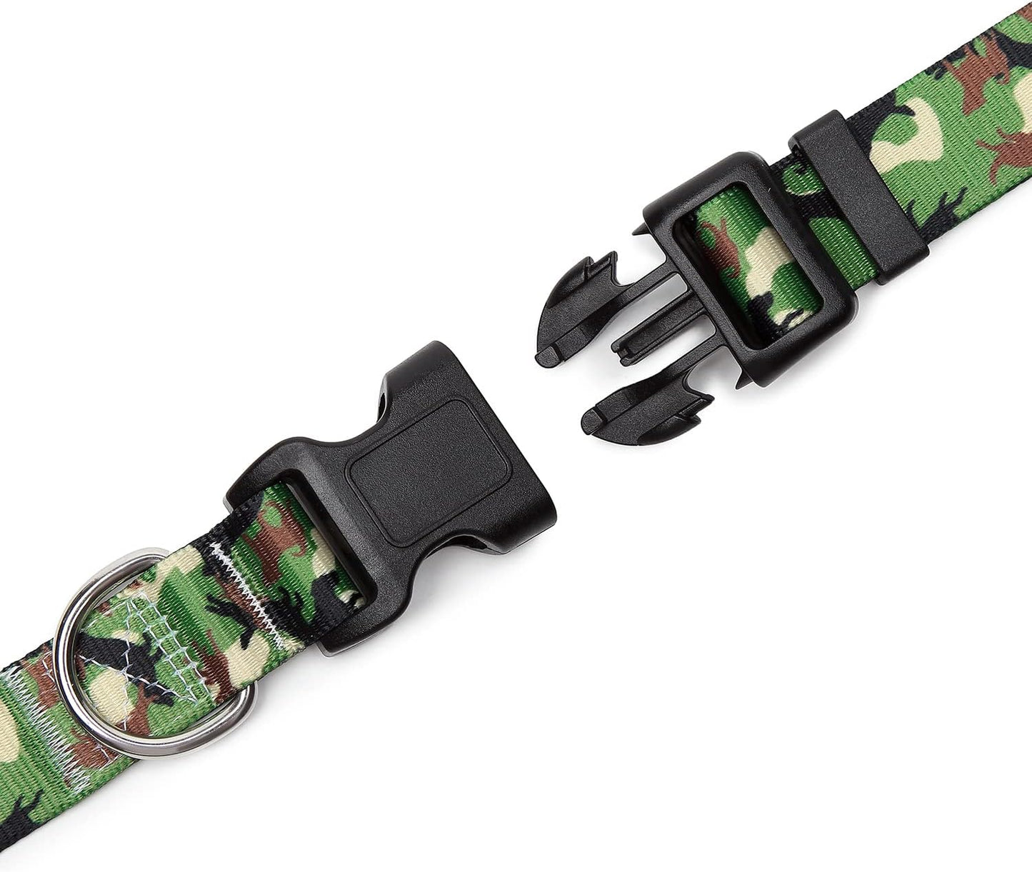 Mercano Adjustable Dog Collar - Special Design Patterns, Soft Nylon Comfortable Durable Pet Collar for Small Medium Large Dogs (XS, Dog Camouflage Green)