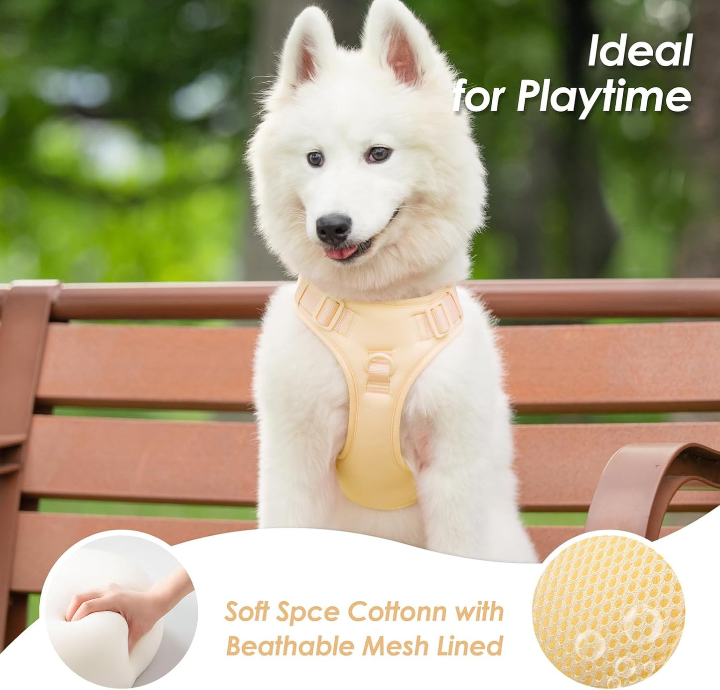 No Pull Dog Harness, Puppy Vest with Front Clip for Small Medium Large Sized Dog(Light Yellow,XS)