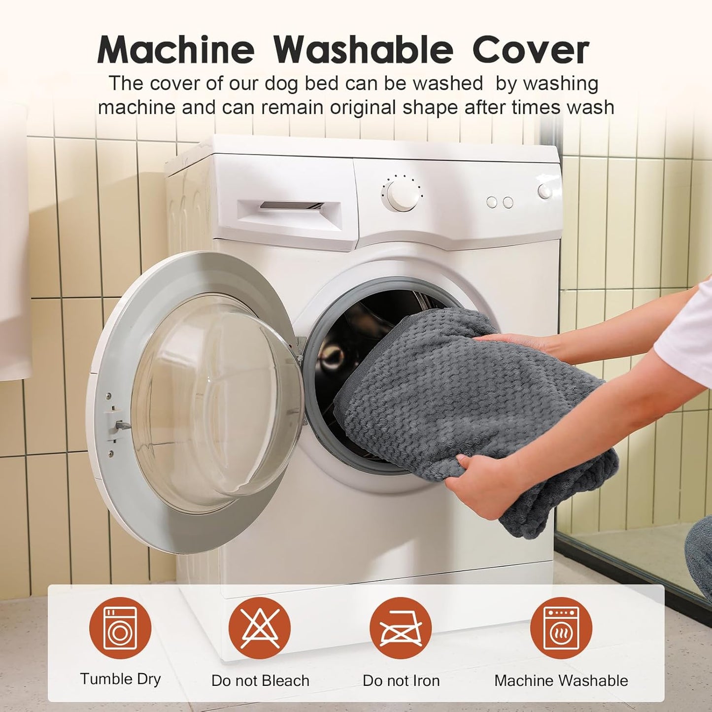 Orthopedic Dog Bed, 3 Inch Memory Foam Dog Beds for Large Dogs, Washable Removable Cover, Nonskid Bottom, Waterproof Pet Couch for Indoor, Outdoor or Car Use, 44x32 Inches XXL Dark Grey