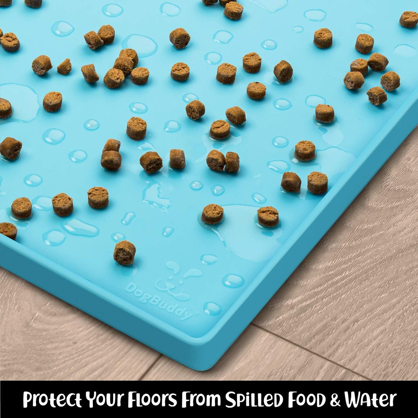 DogBuddy Dog Food Mat – Waterproof Dog Bowl Mat for Food and Water, Silicone Pet Feeding Mats for Floors, Non-Slip Placemat with High Edges for Dogs Bowls, Puppy Essentials (XXL: 32"x24", Maya)