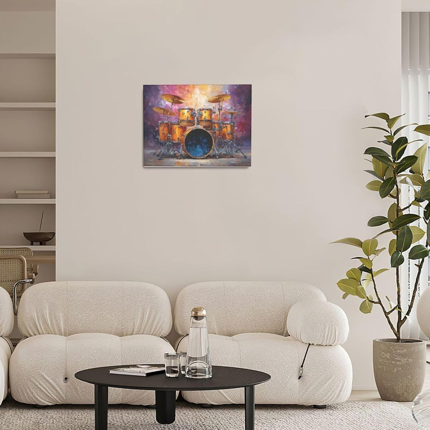 Music Wall Art Graffiti Musical Instruments Canvas Wall Decor Drum Pictures Painting Print Artwork Framed Decorations Gifts for Drummers Music Lover Studio Bar Musician Home Bedroom Living Room 12"x16"