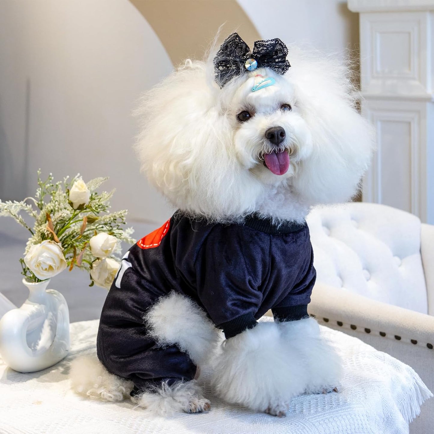 CuteBone Dog Halloween Pajamas Puppy Onesies Small Dogs Soft Pjs Coat Cat Apparel Comfy Pet Christmas Clothes Outfit Doggie Bodysuit P297S