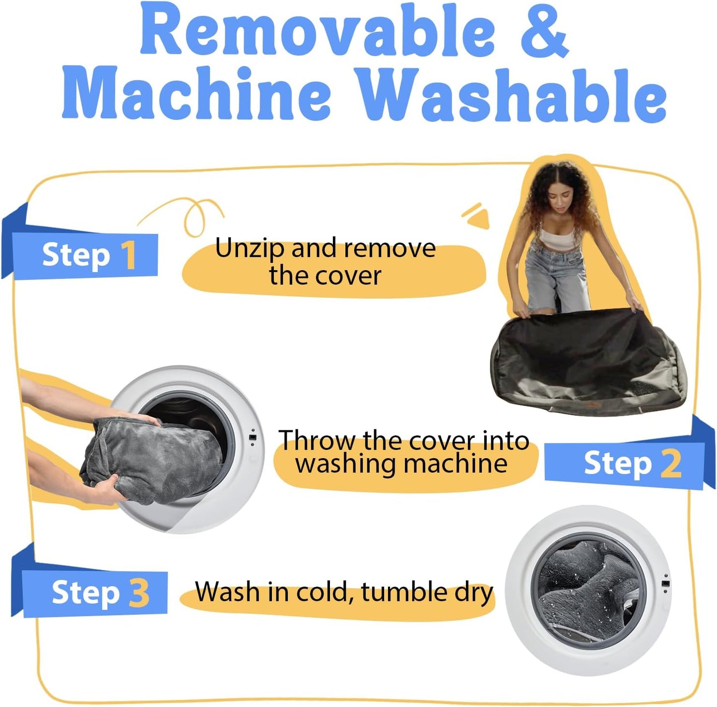 Washable Orthopedic Large Dog Bed - Removable Orthopedic Foam Dogs Beds with Bolsters Waterproof Large Dog Bed and Non-Slip Bottom Extra Large Dogs Beds Sofa