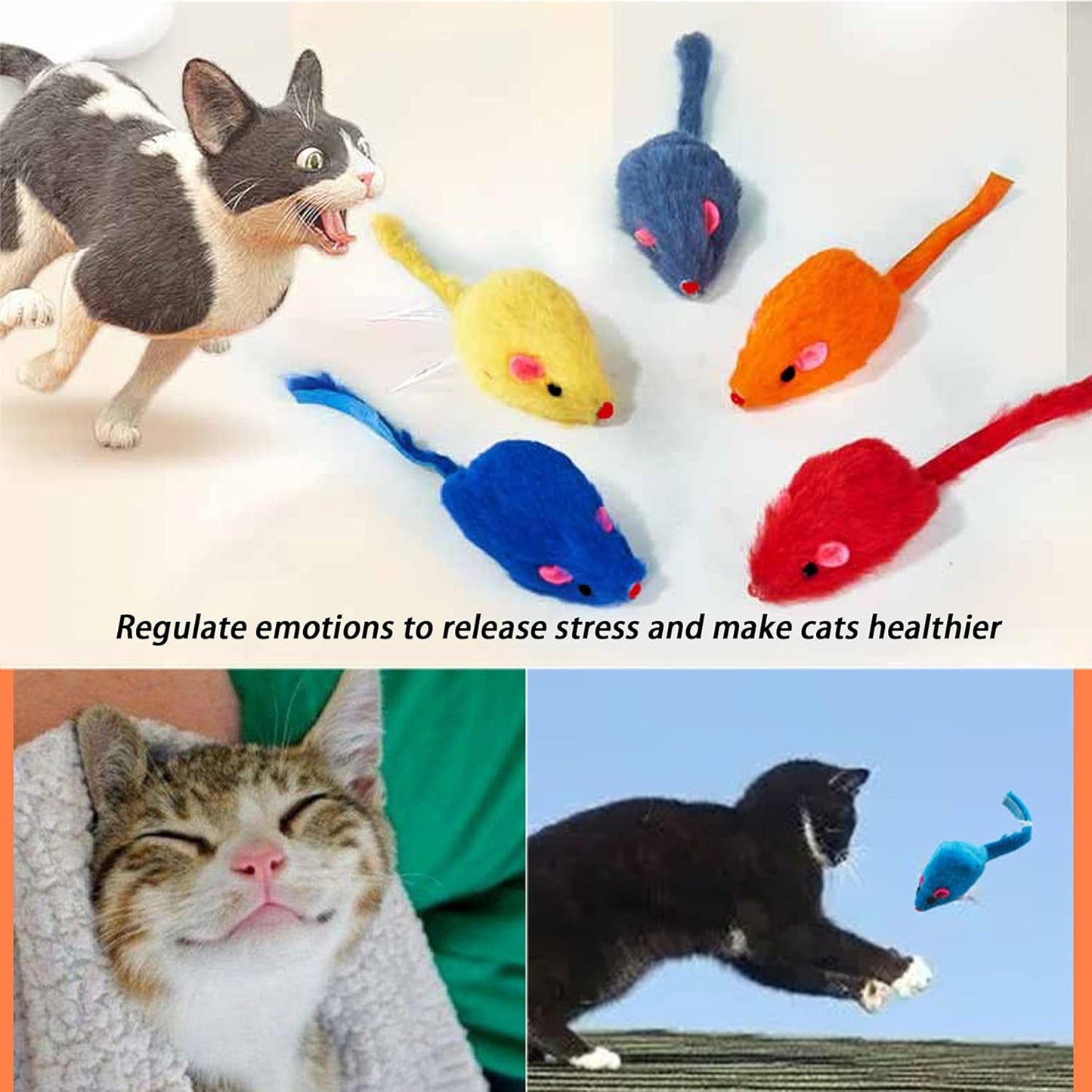Furry Cat Toys Mice Rattle Interactive Mouse Toy for Indoor Cats Catnip Ball Pet Play Fur Ball Rabbit Assorted Color