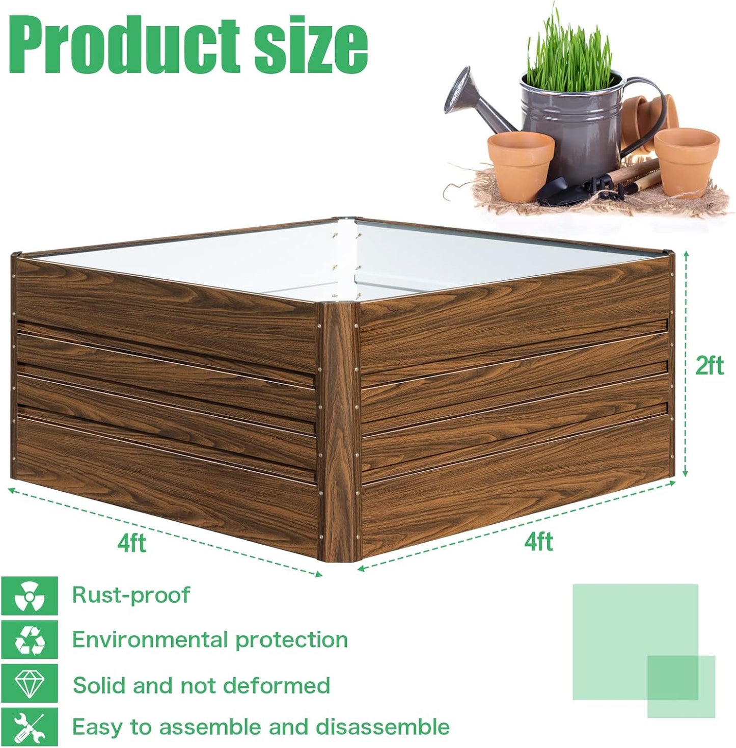 SnugNiture Galvanized Raised Garden Bed 4x4x2FT Outdoor Large Metal Planter Box Steel Kit for Planting Vegetables, Flowers