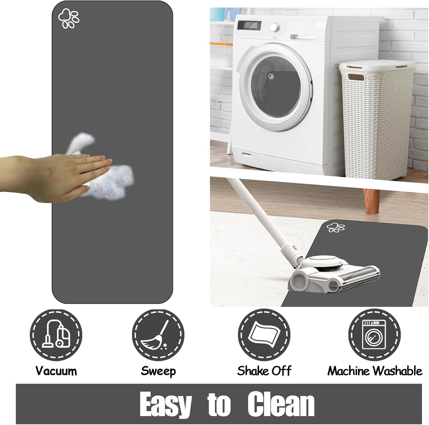 Large Pet Feeding Mat, 39.3" x 15.7" Absorbent Quick Dry Dog Mat for Food and Water Bowl, Non Skid Cat Bowl Mat, No Stains for Pet Water Dispenser Pet Supplies for Messy Drinkers