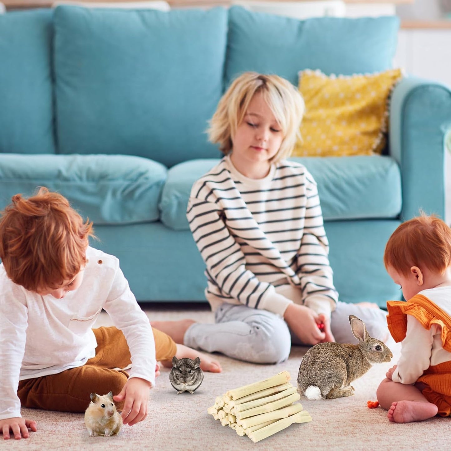 900g Sweet Bamboo Chew Sticks for Rabbits, Chinchilla Rabbit Toys Guinea Pig Chews Sticks, Natural Rabbit Bunny Molar Treats Snacks Toys for Chinchilla, Guinea Pig, Hamster Small Animals