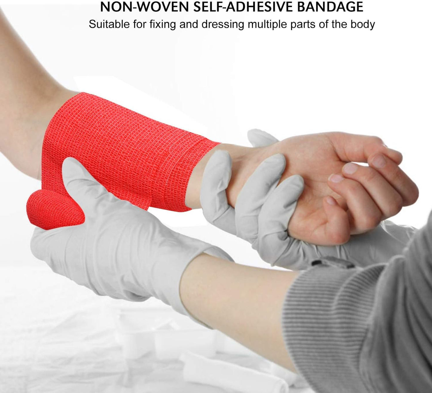 TOBWOLF 12PCS Self Adhesive Bandage, 4" x5yd / 10cmx4.5m Elastic Cohesive Bandage Wrap, Breathable Sports Tape, Medical Sport Wrap for Wrist, Ankle, Knee, Leg, Sprains & Swelling - Red