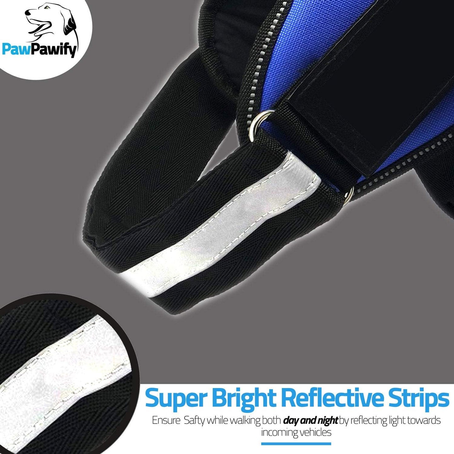 PawPawify Custom No Pull Dog Harness with Name and Phone Number, Heavy Duty Personalized Pet Vest to Prevent Tugging, Pulling, or Choking, Training and Walking (Purple, M (20-40 LBS))