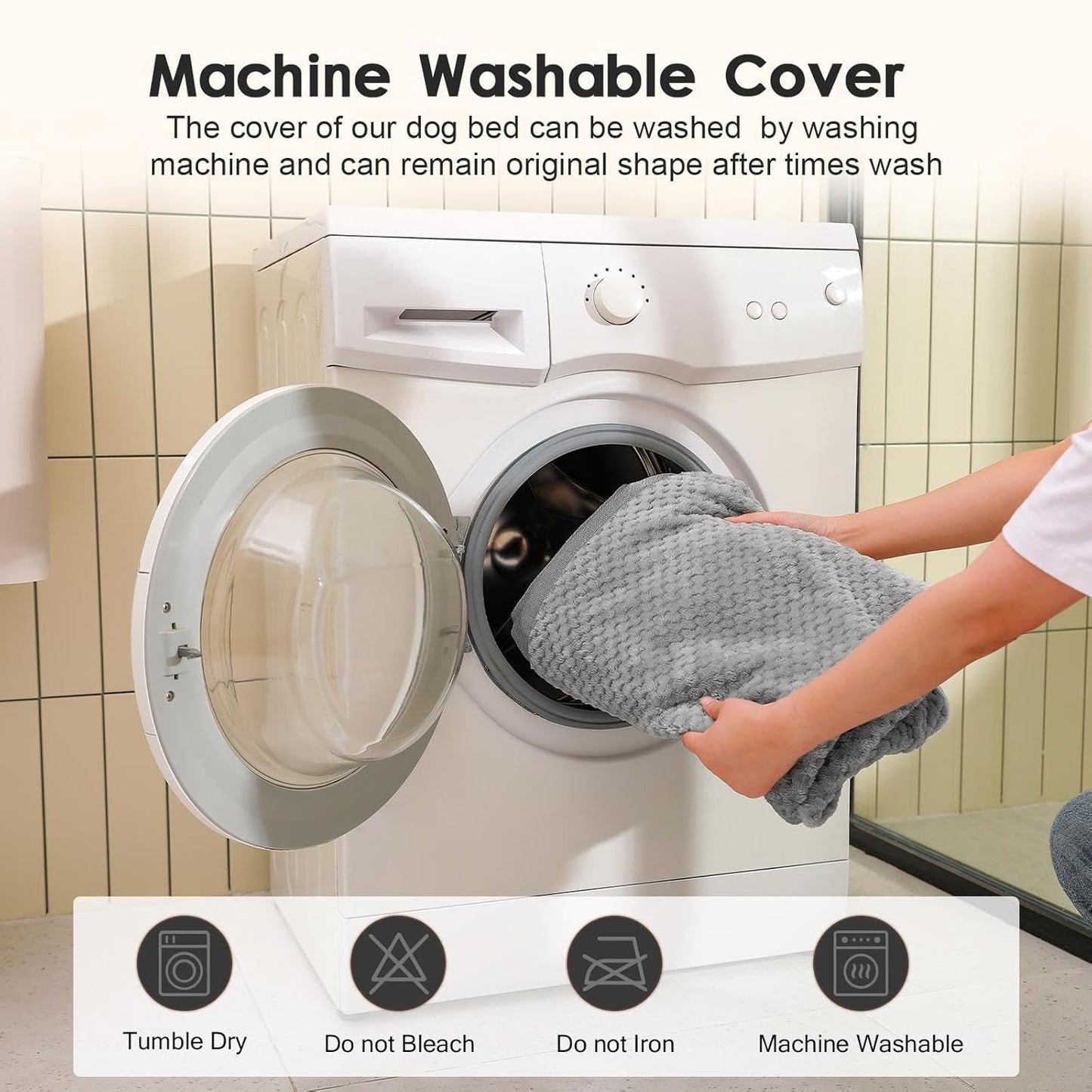 Orthopedic Dog Bed, 3 Inch Memory Foam Dog Beds for Large Dogs, Washable Removable Cover, Nonskid Bottom, Waterproof Pet Couch for Indoor, Outdoor or Car Use, 44x32 Inches XXL Light Grey