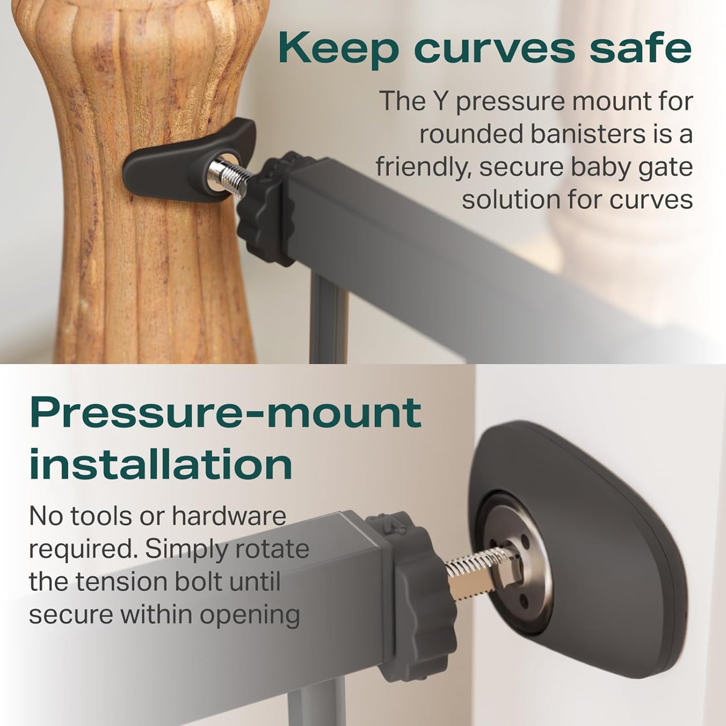 Cumbor 2 Pack 29.7-40.6" Baby Gate for Stairs, Mom's Choice Awards Winner-Dog Gate for Doorways, Pressure Mounted Self Closing Pet Gates for Dogs Indoor, Safety Child Gate with Easy Walk Thru Door