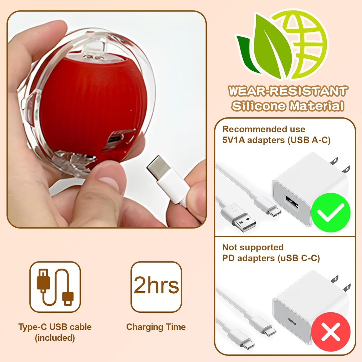 Rocfish Interactive Cat Toys Ball - Automatic Fast Rolling Ball in Play Mat, Hide and Seek Mouse Catching Game, Low-Noise Cat Enrichment Toys in Pouch for Indoor Bored Cats (Red Toy & Round Mat)