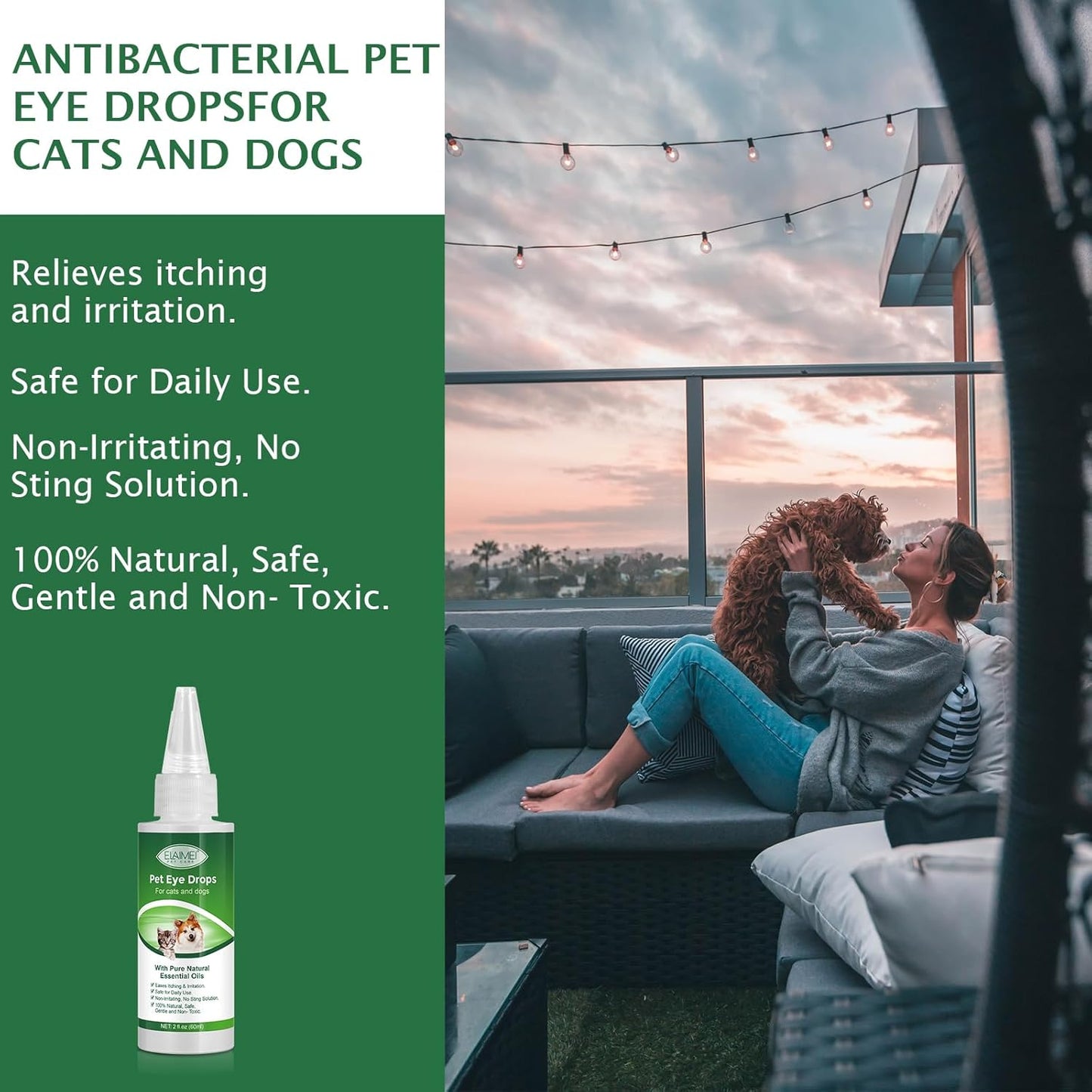 Eye Drops for Dogs, 2PCS Cats and Dogs Eye Drops, Dog Eye Infection Treatment Relieve Eyes Itching & Irritation, Pink Eye & Allergies Symptoms Safe & Gentle Formula