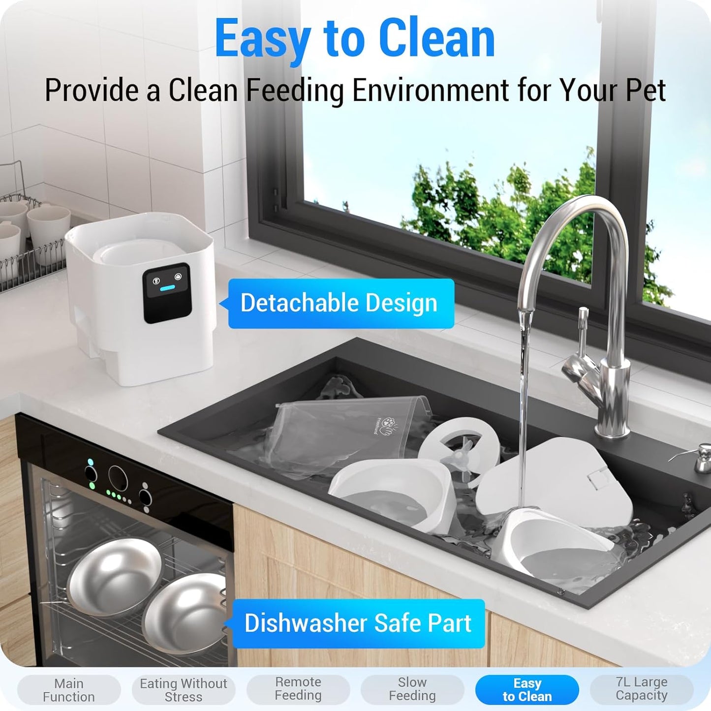 Automatic Cat Feeders 2 Cat with Slow Feed: Dual Automatic Dog Feeder with 5G WiFi, cat Food Dispenser with Alexa for Multiple Pets, Detachable for Easy Clean - 29 Cup(7L Large Capacity)