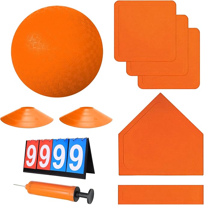 Kickball Set with Bases and Ball - 8.5" Kickball 12" Pump 14" Scoreboard