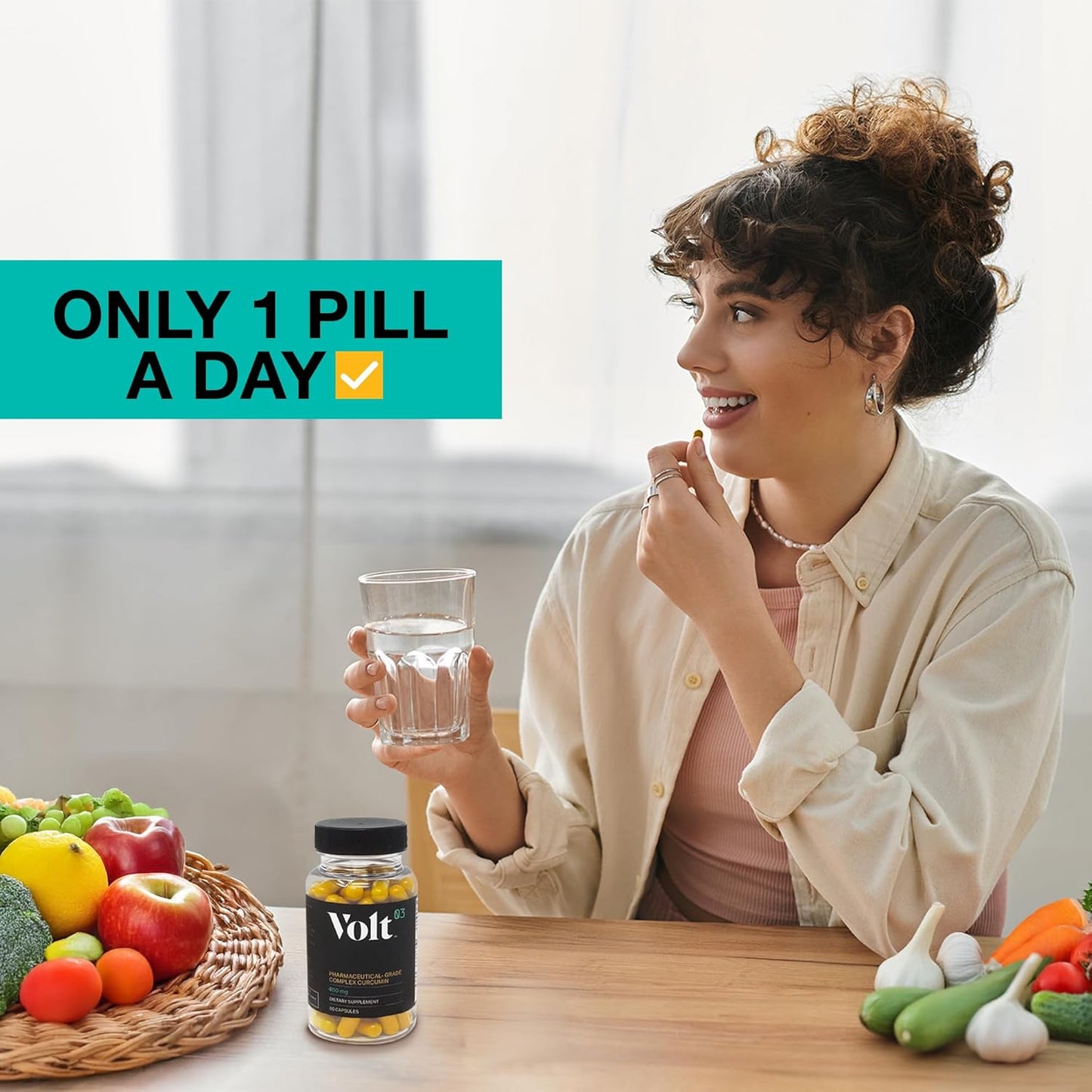 Organic Turmeric Curcumin Capsules, 400mg Complex Curcurmin - Pharmaceutical-Grade Curcumin Supplement for Joint Health, Immune Support, & Healthy Inflammation Response, 60-day (2 month) supply