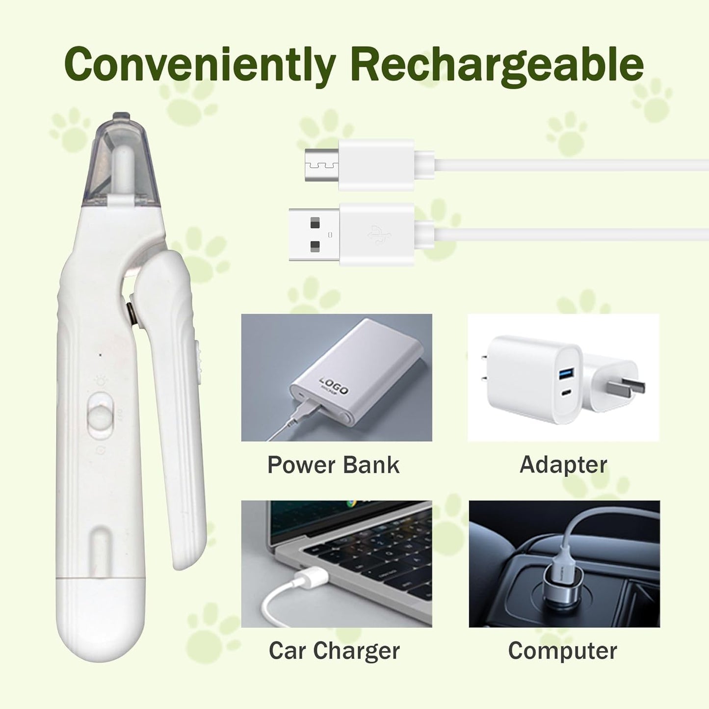 2-in-1 Dog Nail Grinder & Dog Nail Clippers Trimmers for Large Medium Small Dogs Cats Pets Claw Trimmer with LED Lights (Pink)