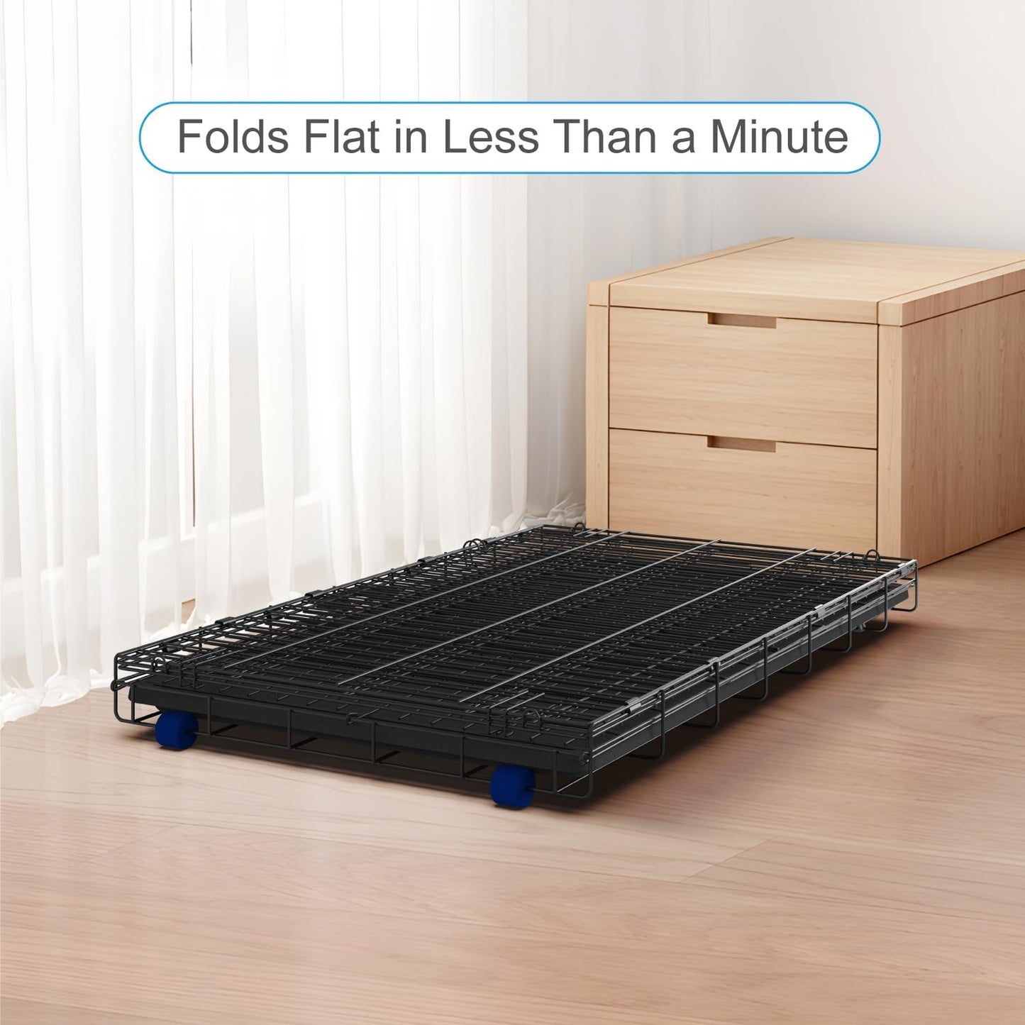 PetsTuff Great CRATES 36” Large Dog Crate - Heavy-Duty Dog Kennel with Divider Panel for Pets 40-60 lbs - Durable Leaf-Proof Tray - Foldable, Carry Handle & Wheels for Easy Moving