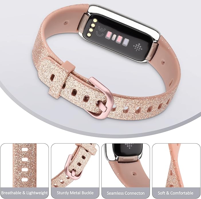 AK Sport Band Compatible with Fitbit Luxe Bands for Women Men, Soft Silicone Replacement Sport Straps Wristbands for Fitbit Luxe Fitness and Wellness Tracker