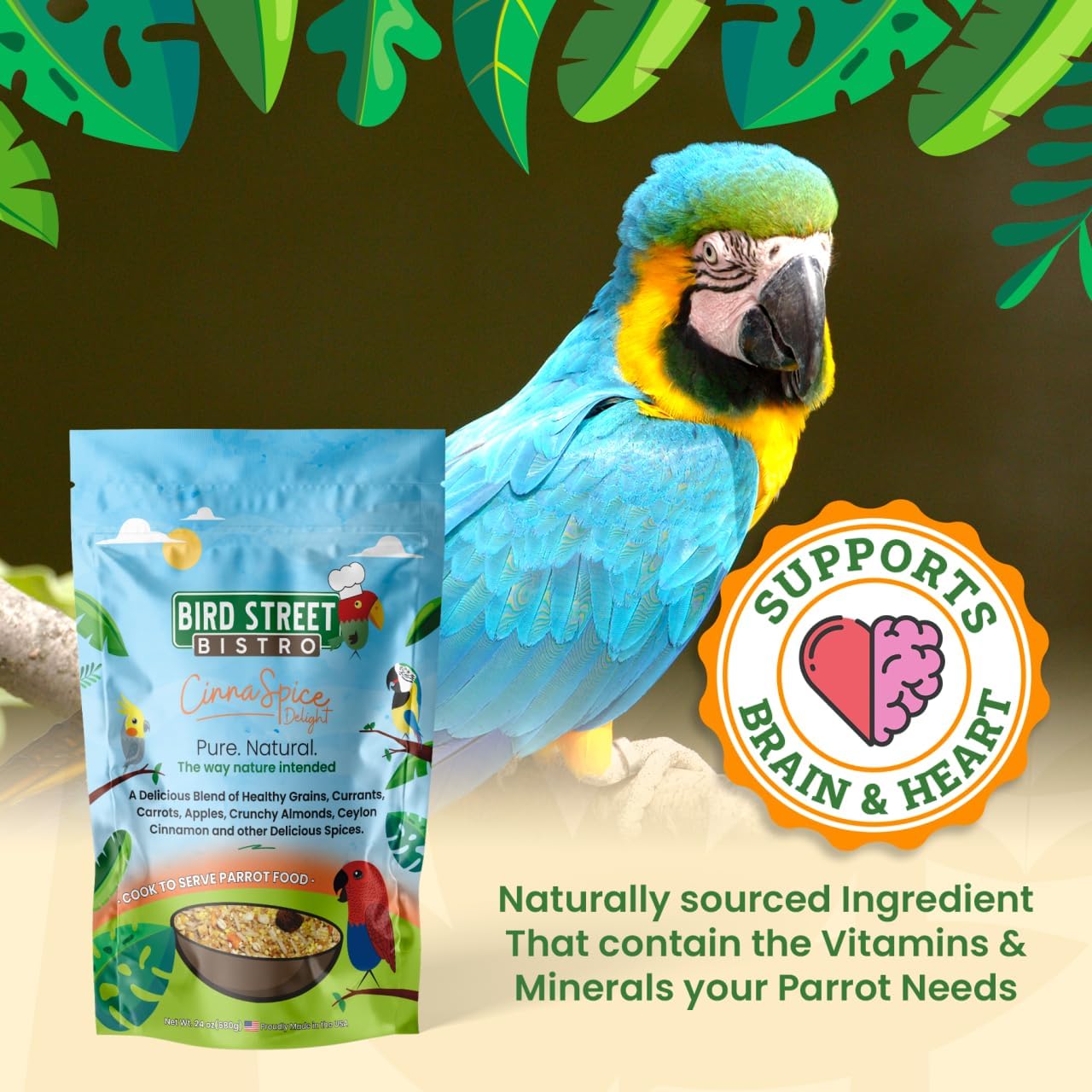 Parrot Food - Parakeet & Cockatiel Food - Cooks in 3-15 min w/Natural & Organic Grains, Legumes, Non-GMO Fruits, Vegetables & Healthy Spices