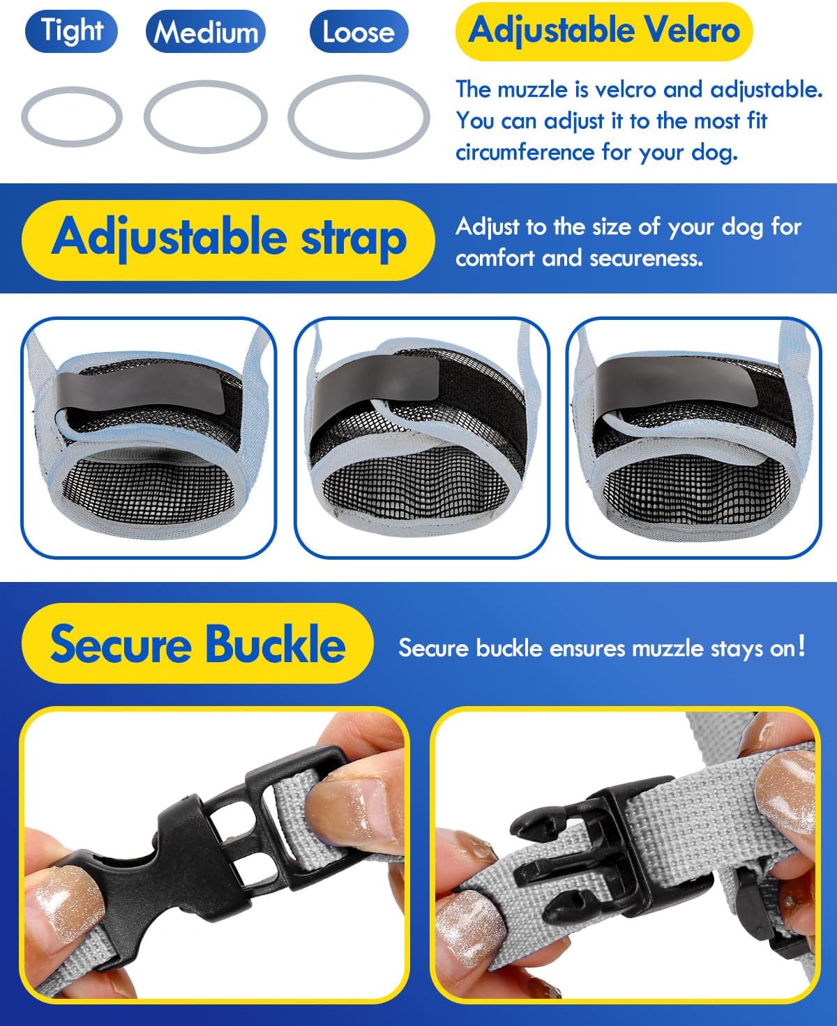 Dog Muzzle, Soft Air Mesh Muzzle for Small Medium Large Dogs Anti Biting Barking Chewing, Breathable Drinkable Adjustable Loop Pets Muzzle for German Shepherd Husky Labrador Retriever (Grey,S)