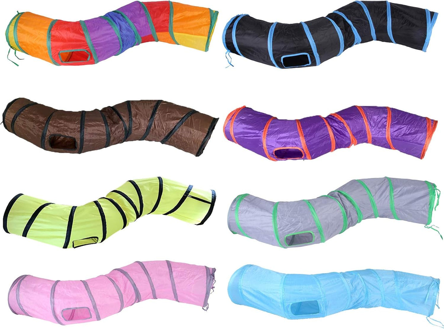 iCAGY Cat Tunnel for Indoor Cats Interactive, Rabbit Tunnel Toys, Pet Toys Play Tunnels for Cats Kittens Rabbits Puppies Crinkle Pop Up Rainbow 47" Shape S