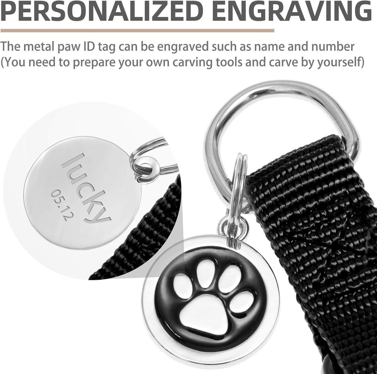 PUPTECK No Pull Dog Harness Soft Adjustable Basic Nylon Step in Puppy Vest Outdoor Walking with ID Tag and A-ir Tag Case, Black, XS