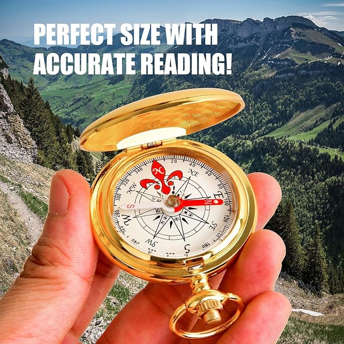 Pocket Compass for Hiking Survival Brass Small Metal