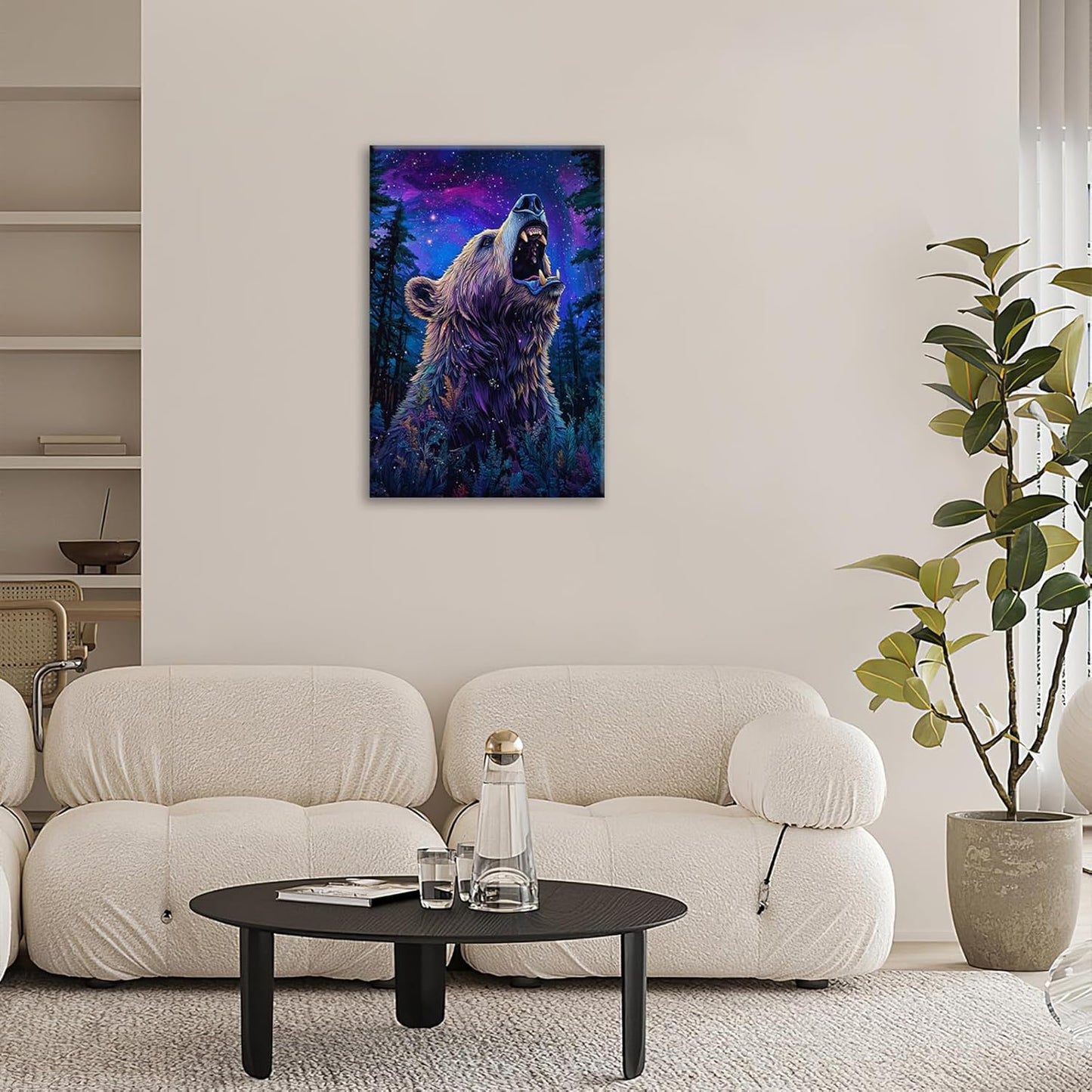 Bear Forest Wall Art Canvas Fantastic Animal Wall Decor Prints Framed Painting Pictures Gifts Artwork for Bathroom Kitchen 16"x24"