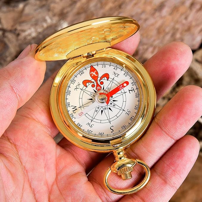 Pocket Compass for Hiking Survival Brass Small Metal