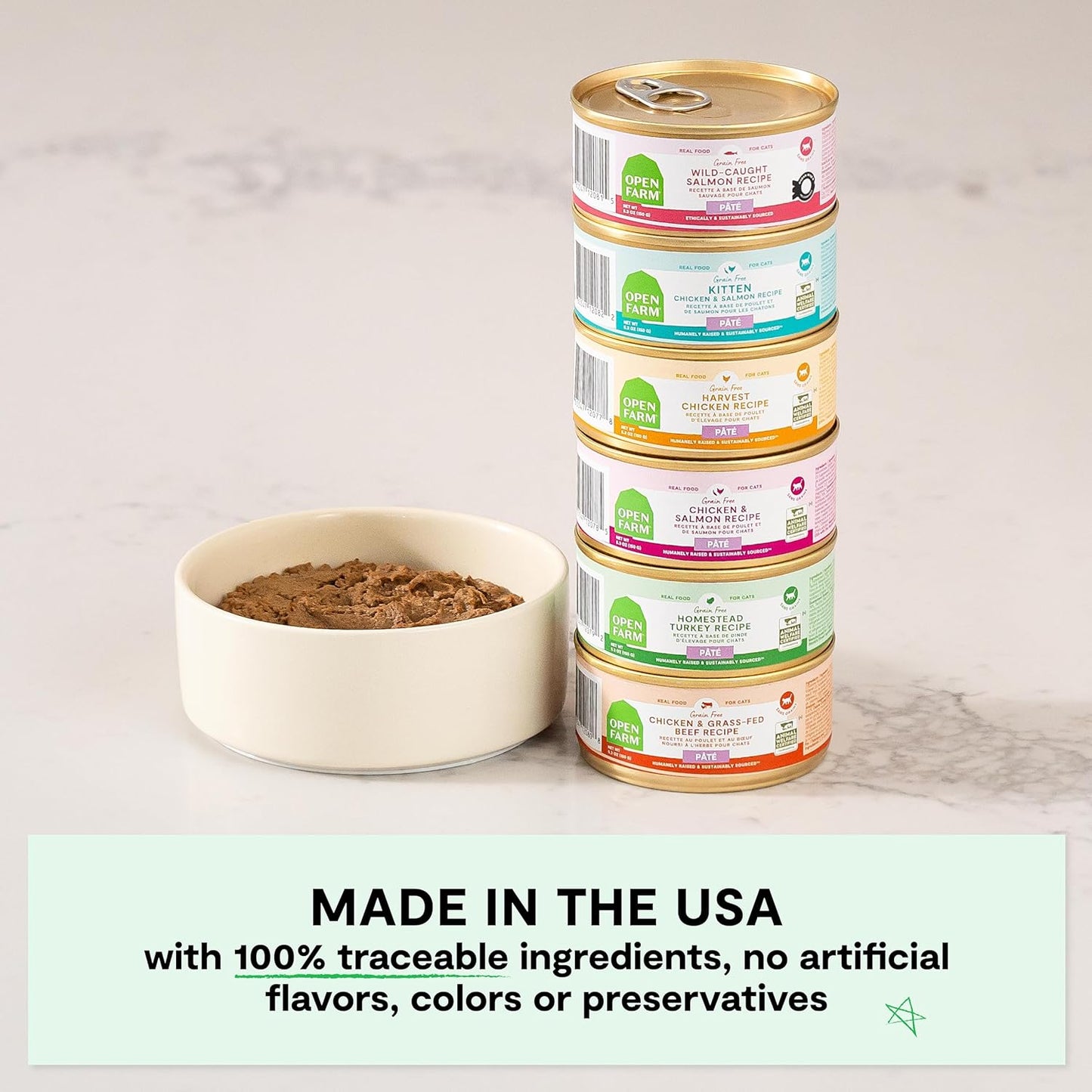 Open Farm Canned Kitten Food, Paté for Complete & Balanced Nutrition, Grain-Free and Legume-Free Wet Kitten Food, Chicken & Salmon Recipe, 2.8oz Cans (Case of 18)