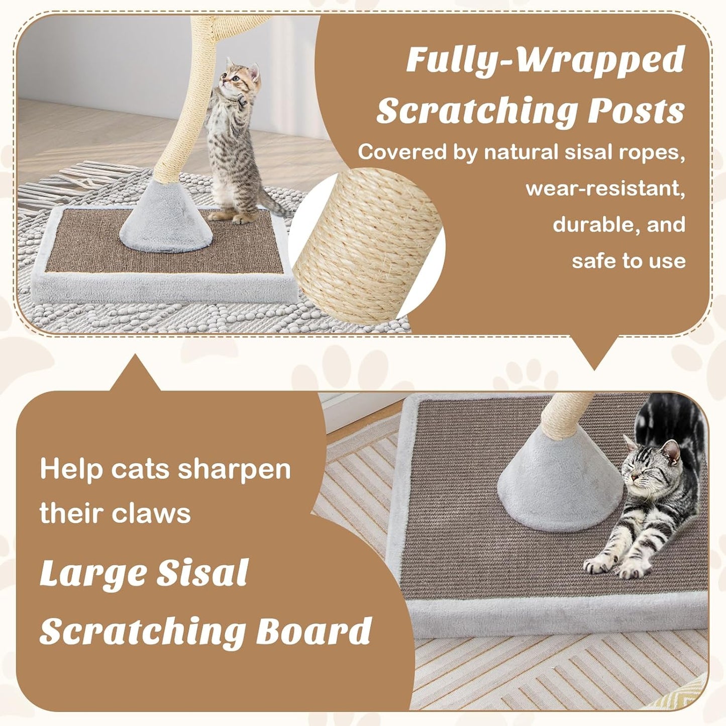 PETSITE 70" Tall Cat Tree, Cat Tower with Scratching Posts and Board, Multi-Level Cat Tower for Large Cats 20 lbs+ with 3 Cozy Perches and Dangling Balls, Modern Cat Tree for Indoor Cats Large Adult