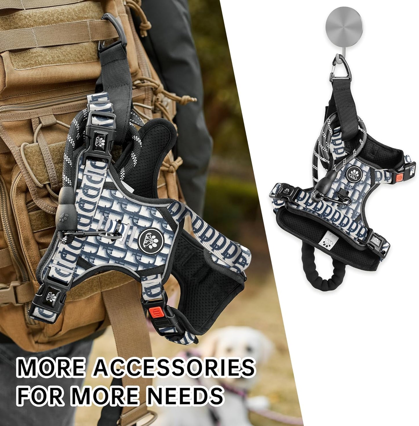 NESTROAD No Pull Dog Harness,Adjustable Oxford Dog Vest Harness with Leash,Reflective No-Choke Pet Harness with Easy Control Soft Handle for Small Dogs(Small,Vintage Blue)