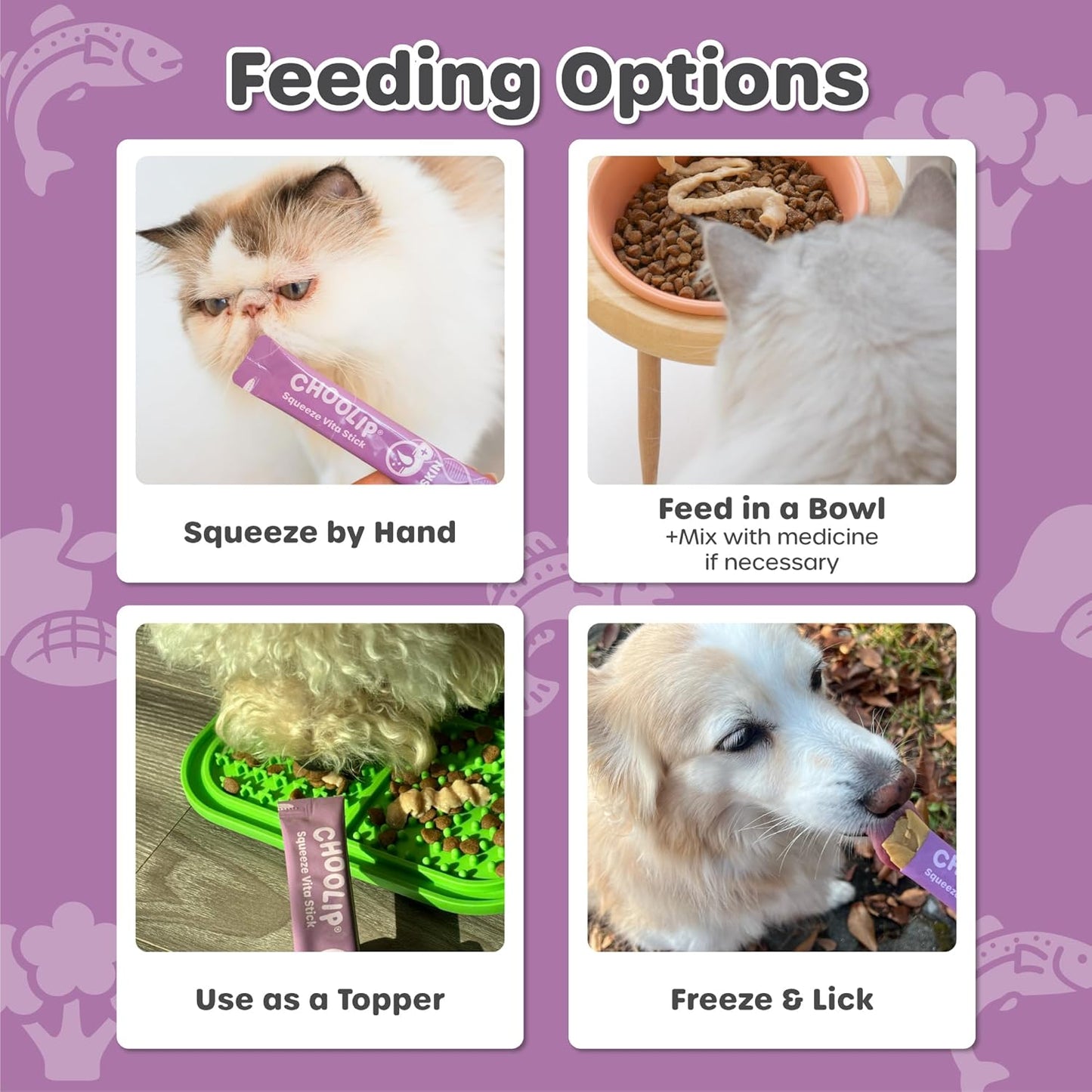 Squeeze Vita Stick Lickable Treats for Dogs & Cats. 7 Skin & Coat Support Sticks with Essential multivitamins. Soft and Tasty Paste for All Life Stages, Supporting Skin Health