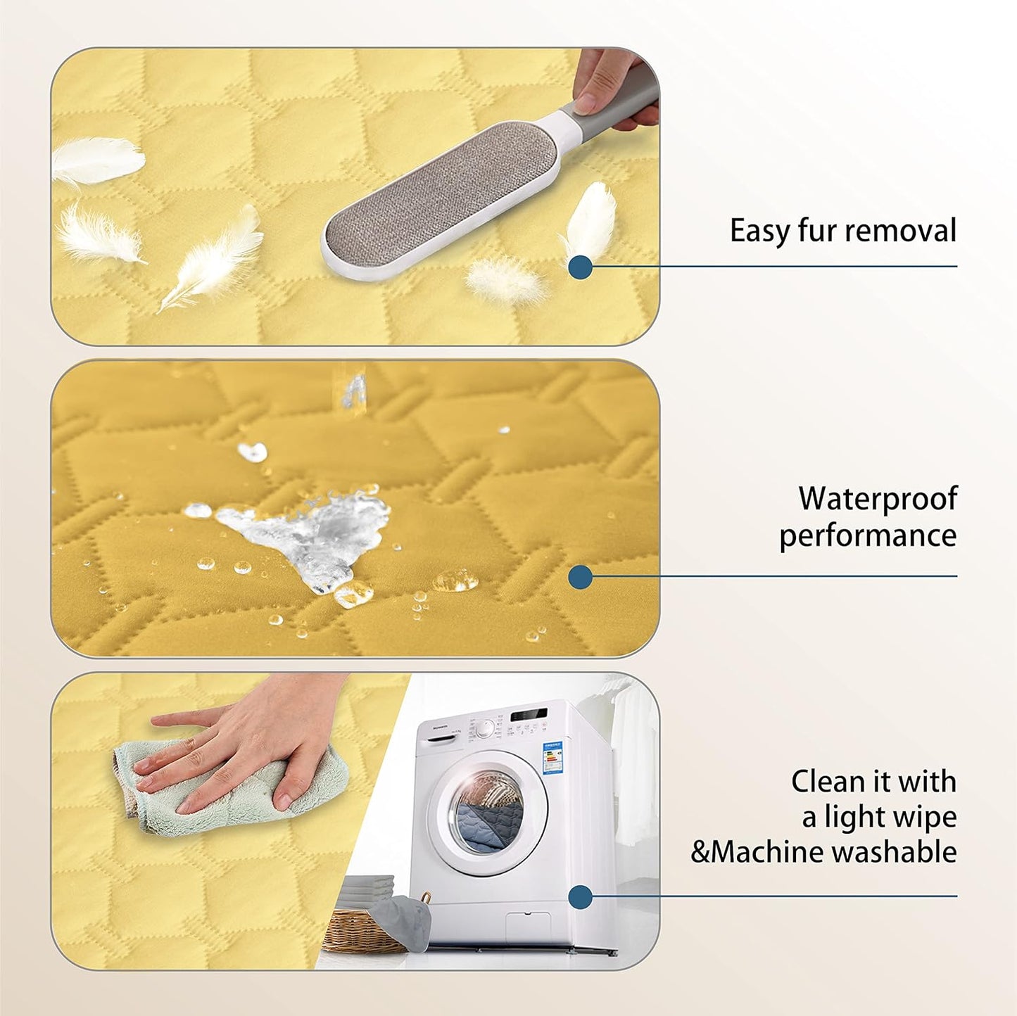 gogobunny 100% Double-Sided Waterproof Dog Bed Cover Pet Blanket Sofa Couch Furniture Protector for Puppy Large Dog Cat, Reversible (82x102 Inch (Pack of 1), Dark Yellow/Light Yellow)