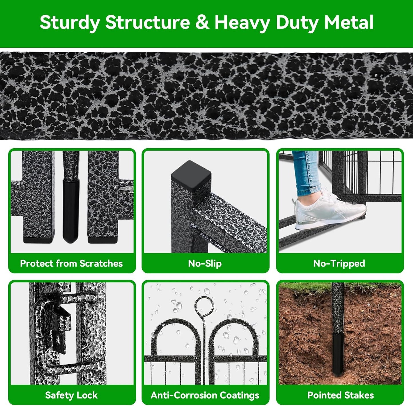 Puppy Playpen 8 Panels Small Dog Fence Outdoor Indoor Use 24" Height Anti-Rust with Doors Portable Dog Play Pen for RV Camping Yard, Total 15FT, 17 Sq.ft, Snowy Black