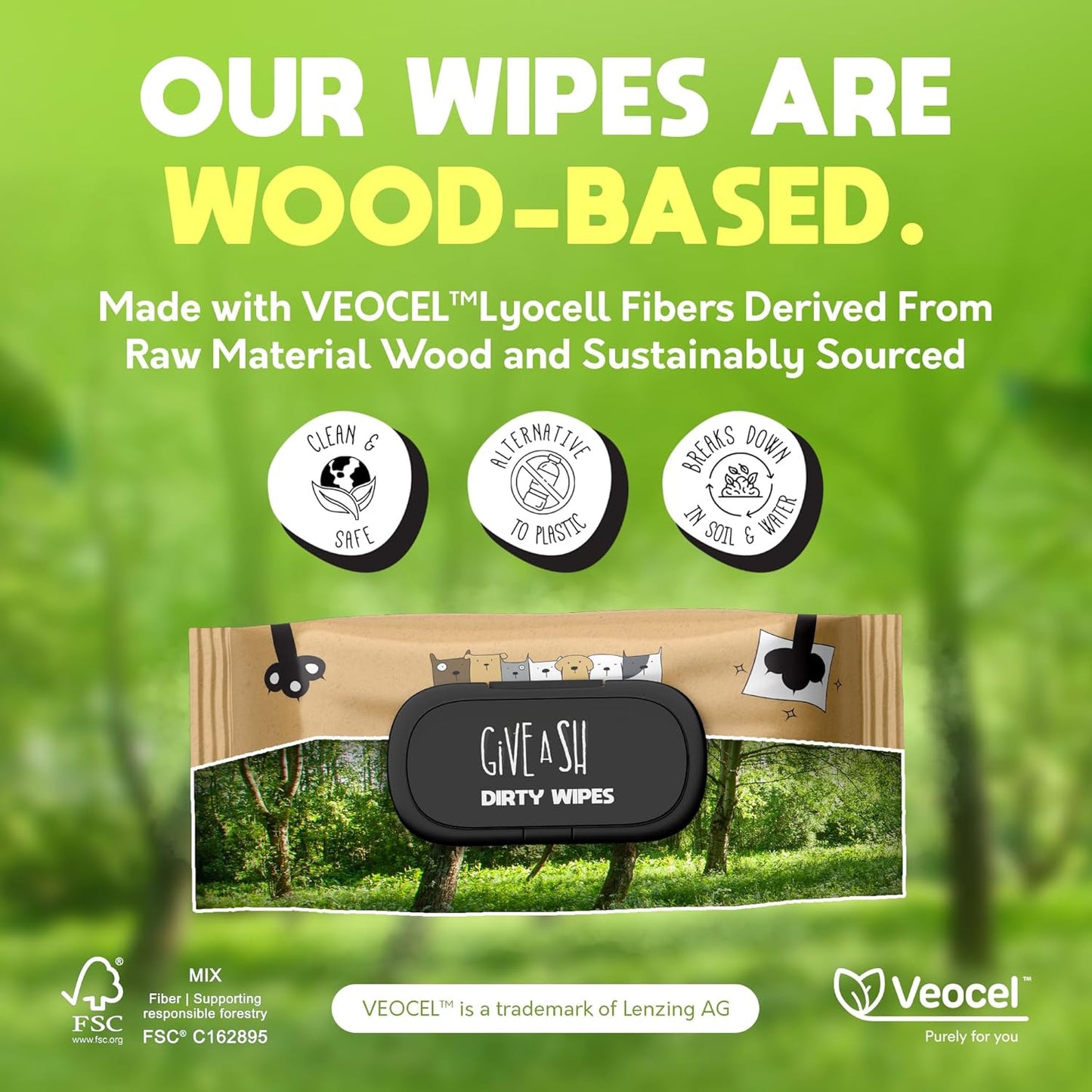 Lick-Safe Pet Wipes for Dogs & Cats - Vet-Approved & Hypoallergenic - Cleans Mud, Odors & Dander - Wipes for Paws, Face & Butt - 10% to Charity - Earth-Friendly & Unscented Cat Cleaning - Pack of 100