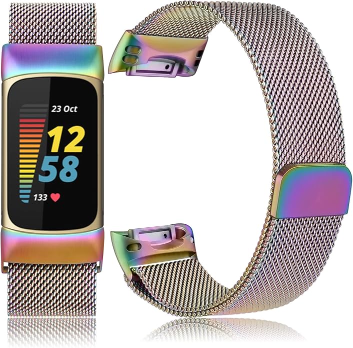 Meliya for Fitbit Charge 6 Bands Women Men, Stainless Steel Metal Mesh Loop Adjustable Magnetic Wristband Replacement Straps Compatible with Fitbit Charge 6 Fitness Tracker